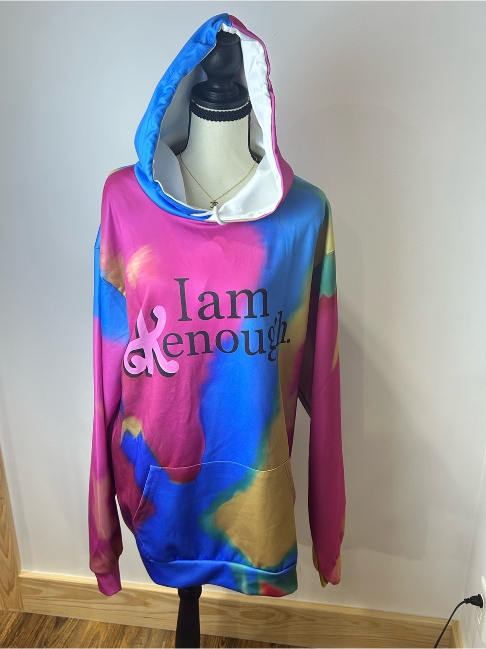 Unisex I Am Enough Tie-Dye Hooded Sweatshirt - Large - Picture 5 of 5